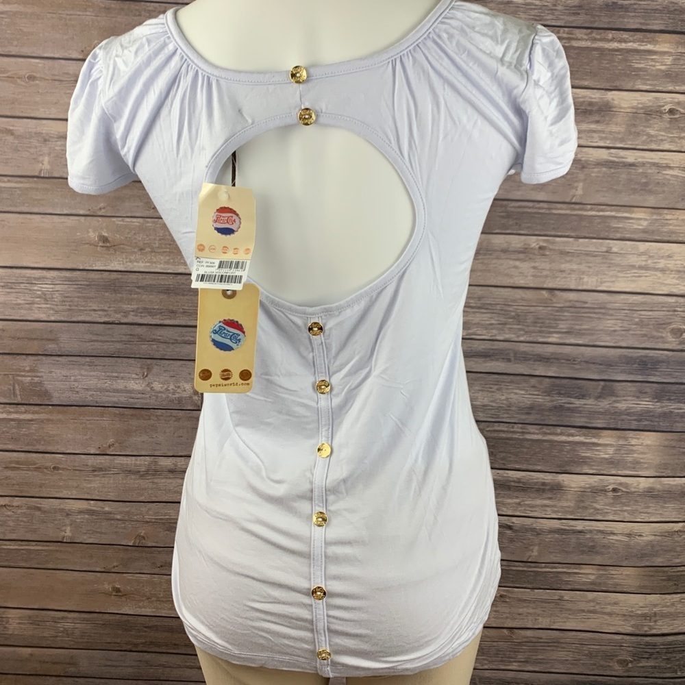Pepsi Cola White Graphic Button & Keyhole Back - Picture 5 of 14